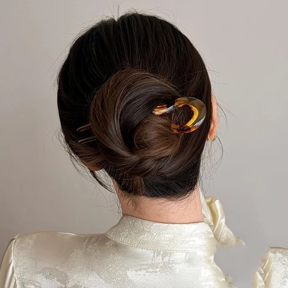 U-Shaped Hair Fork Tortoiseshell Acetate Acrylic Hairpin Fashion Hair Stick