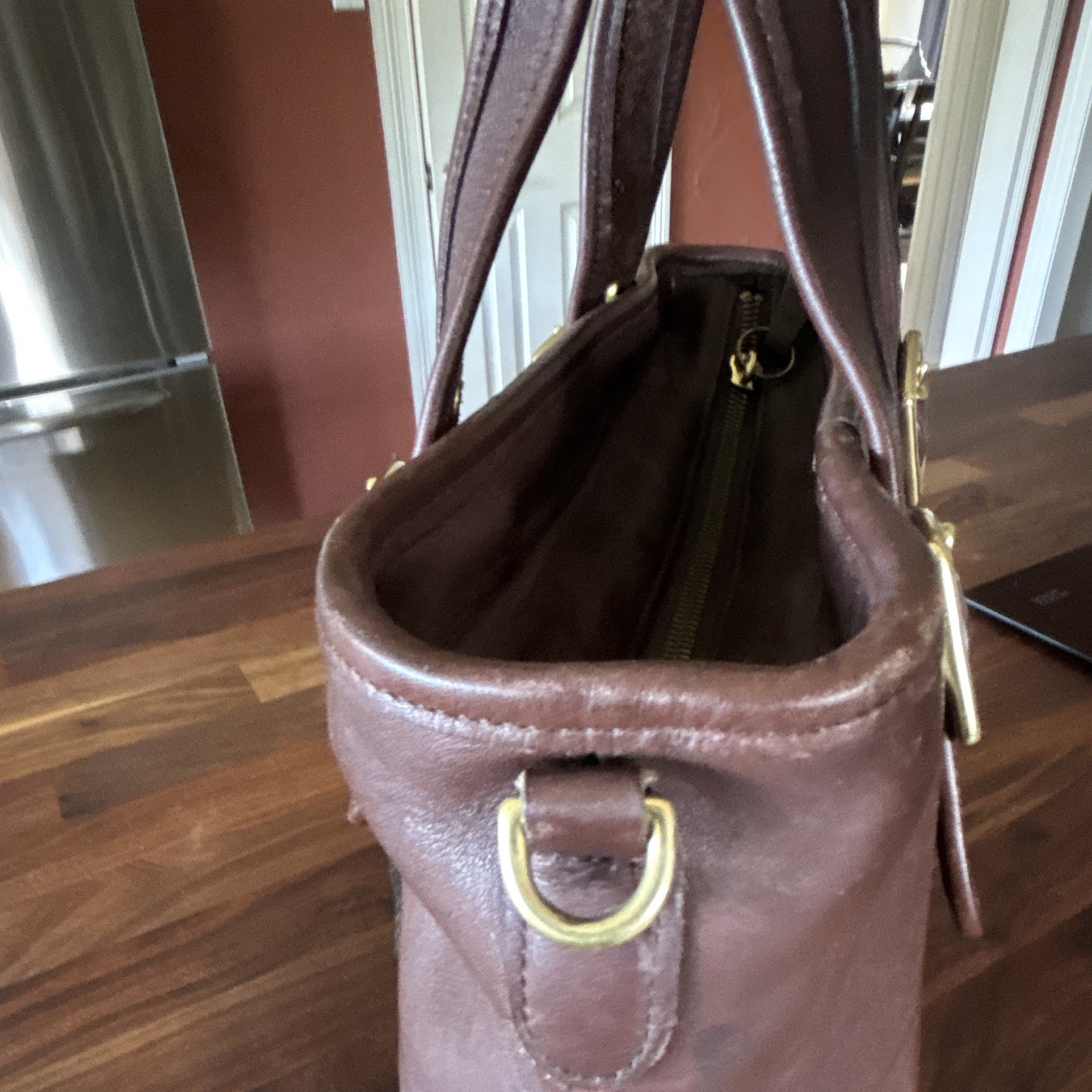 Vintage Coach Legacy Brown Bag Zip Top Double Handle Gold Buckle 9063 (NO STRAP)