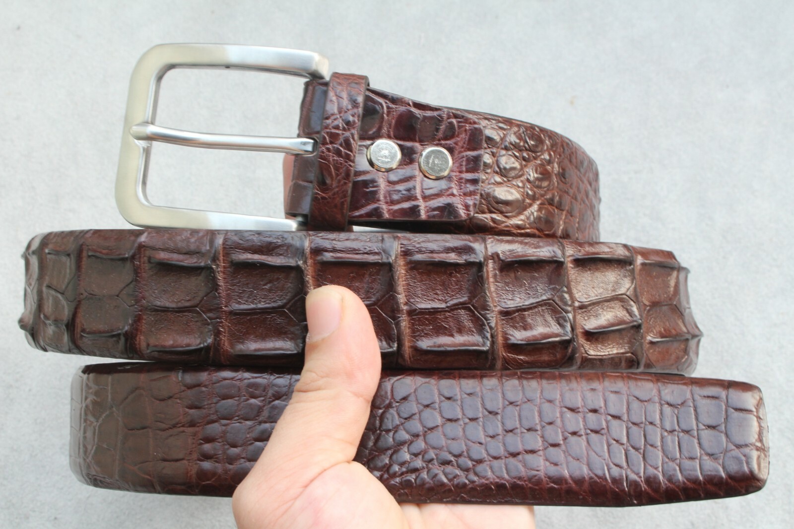 Luxury Brown Alligator Crocodile Print Leather Skin Men’s Belt – W 1.3 inch