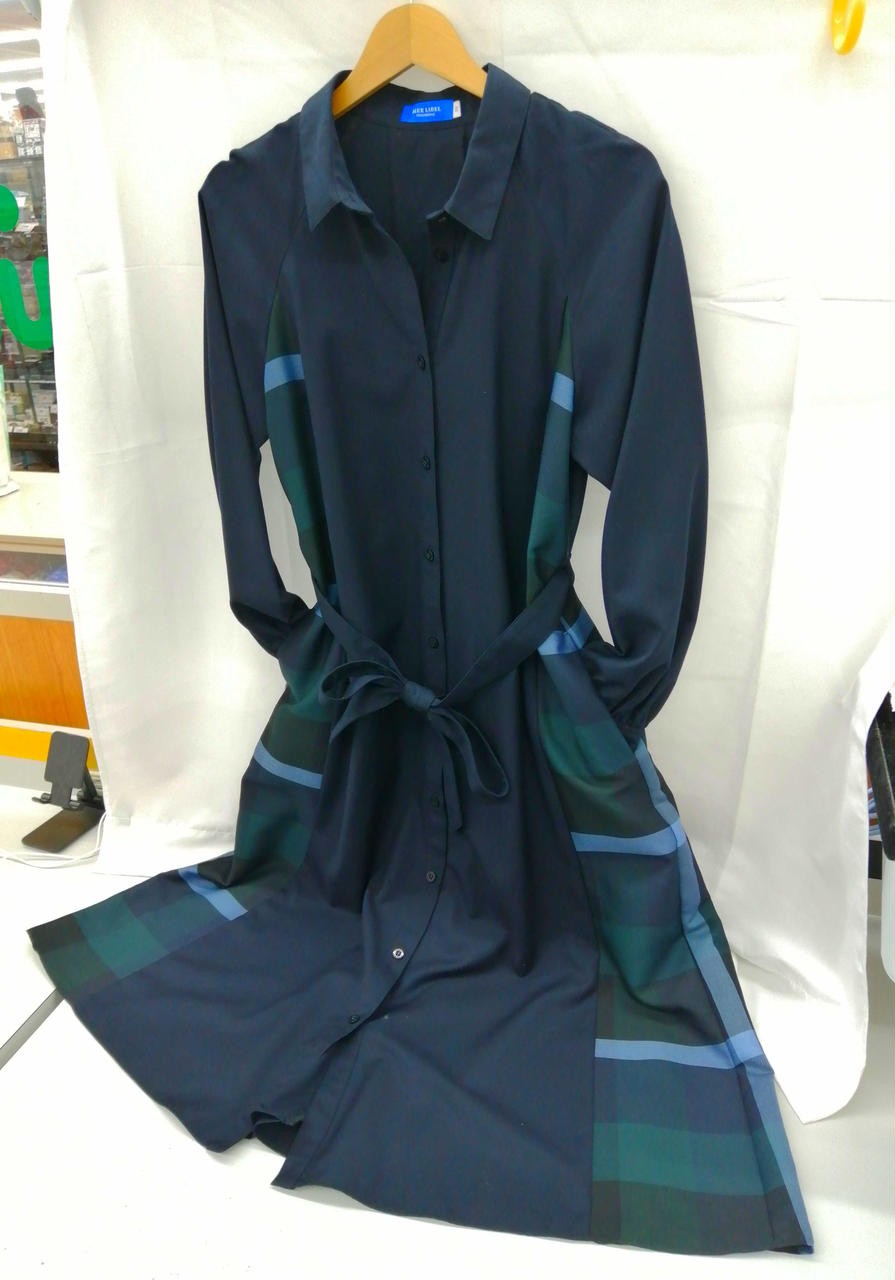 Blue Label Crestbridge Navy Twill Shirt Dress 38 Polyester Rayon Summer Cool