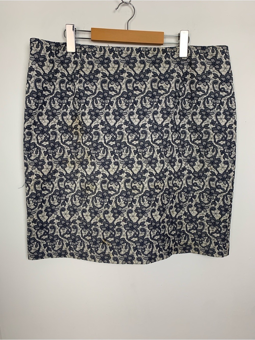 Jessica Embroidered Lace Mini Skirt Sz 14 Ivory Blue Floral Wedding Jacquard