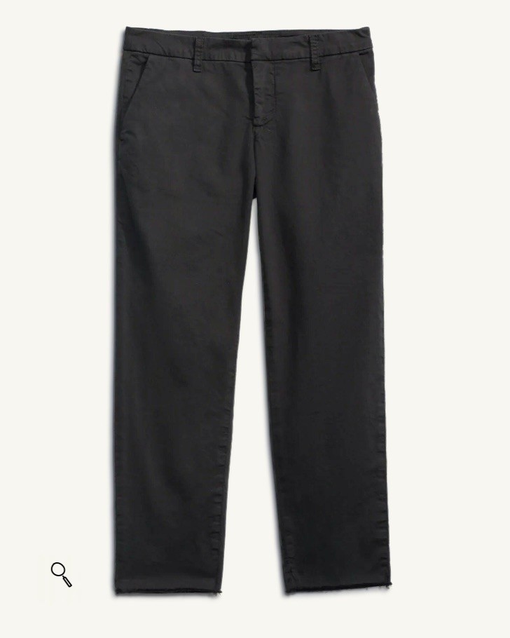 Frank & Eileen Wicklow Pant Women 10 Washed Black The Italian Chino Crop Raw Hem