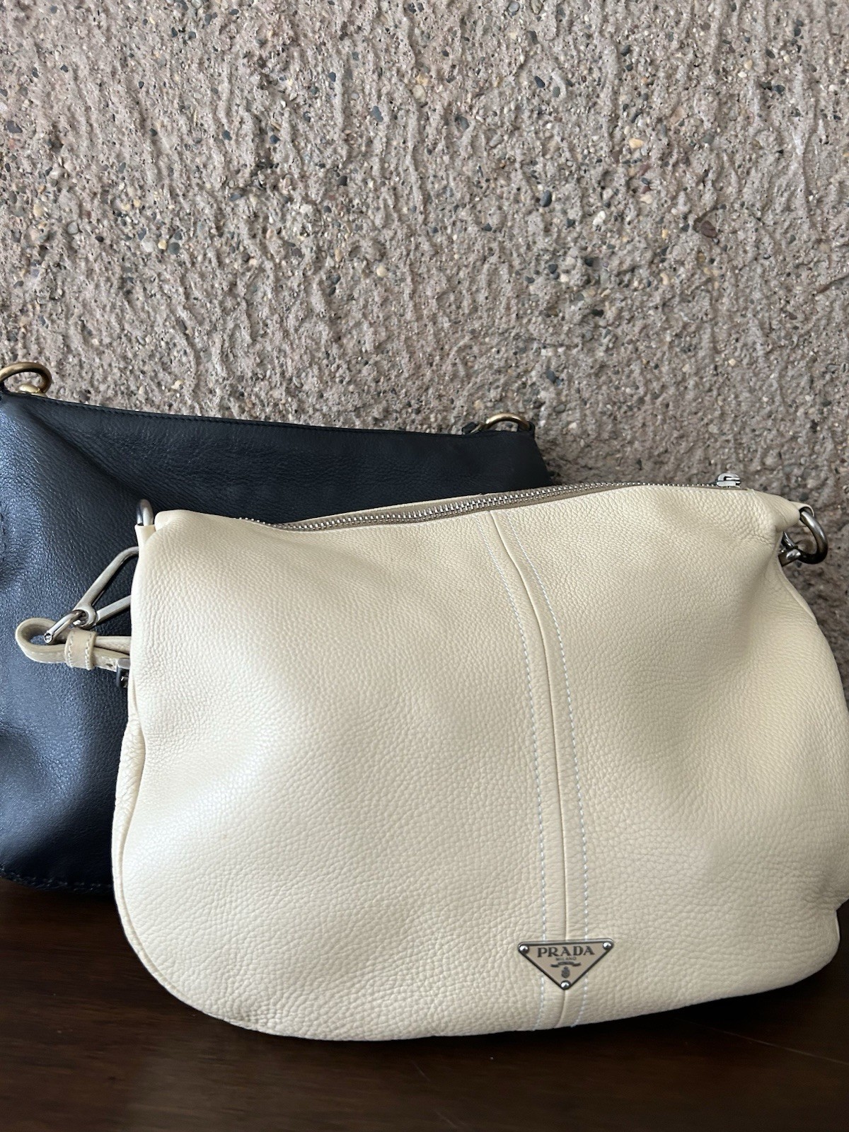 Prada Vitello Daino Leather Shoulder Bag | Ivory Beige | Made in Italy