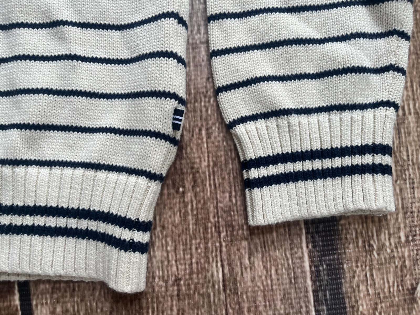 NAUTICA STRIPED V-NECK PULLOVER SWEATER BONE WHITE MENS LARGE NEW $89