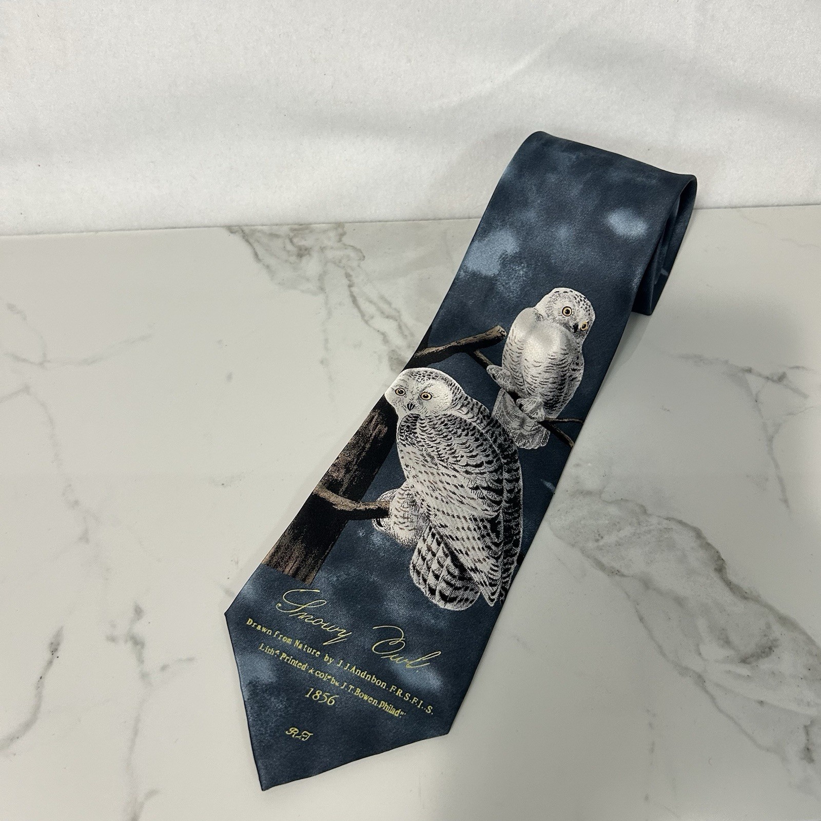Museum Artifacts Tie 100% Silk Snowy Owl 1856 Audubon John James Novelty Neck