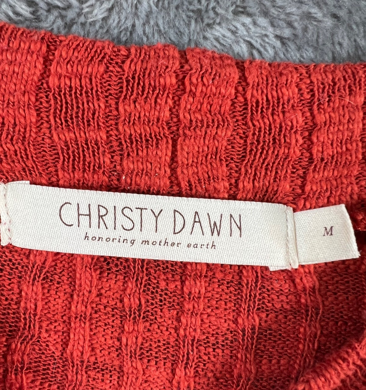 Christy Dawn Charlie Maxi Dress Medium Red Orange Ribbed Knit Sustainable