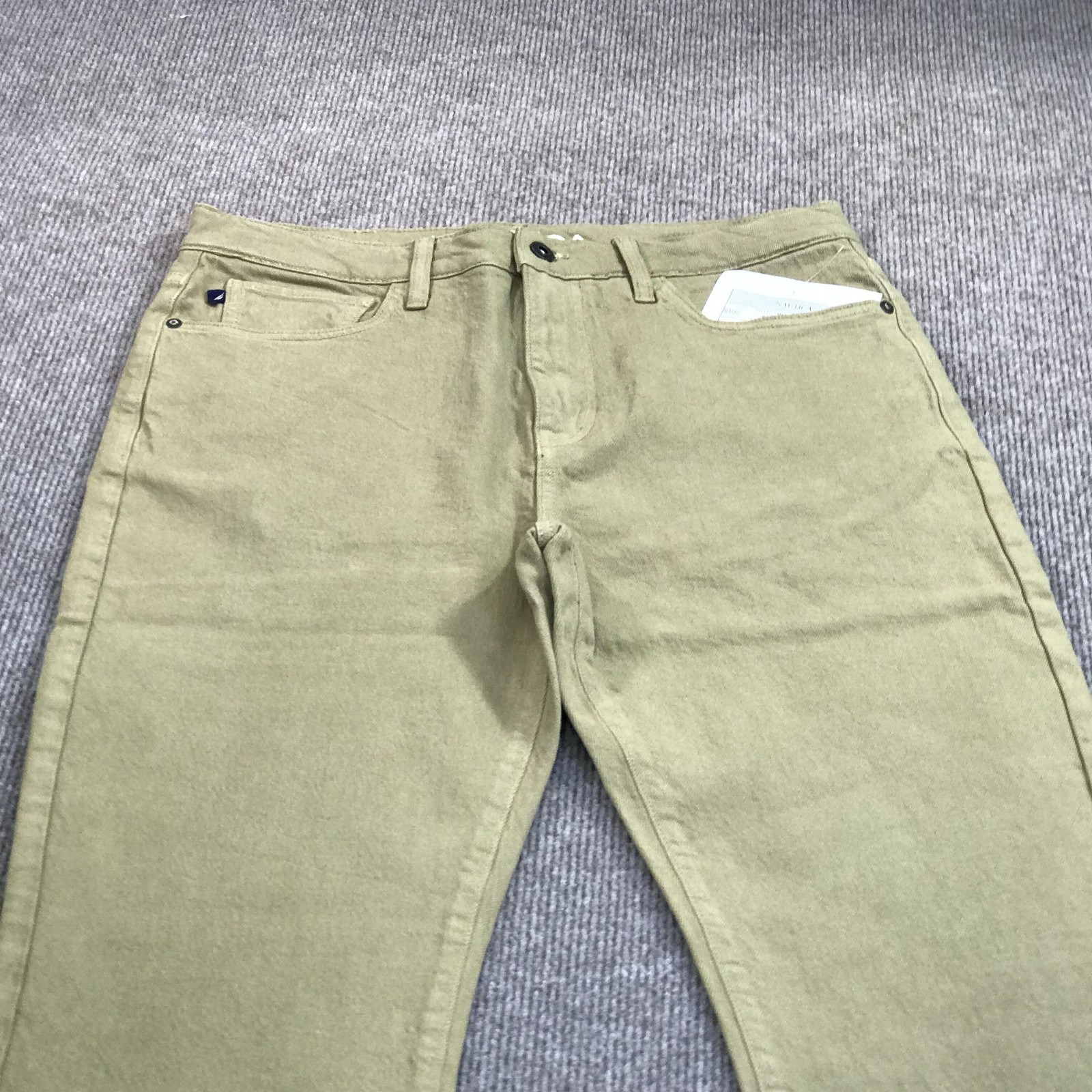 New Nautica Vintage Straight Jeans Mens 32×32 Beige Desert Khaki Denim Sample