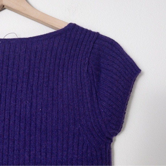 Free People NEW Cashmere Vneck Baby Tee XS Petunia Ribbed Knit Cropped