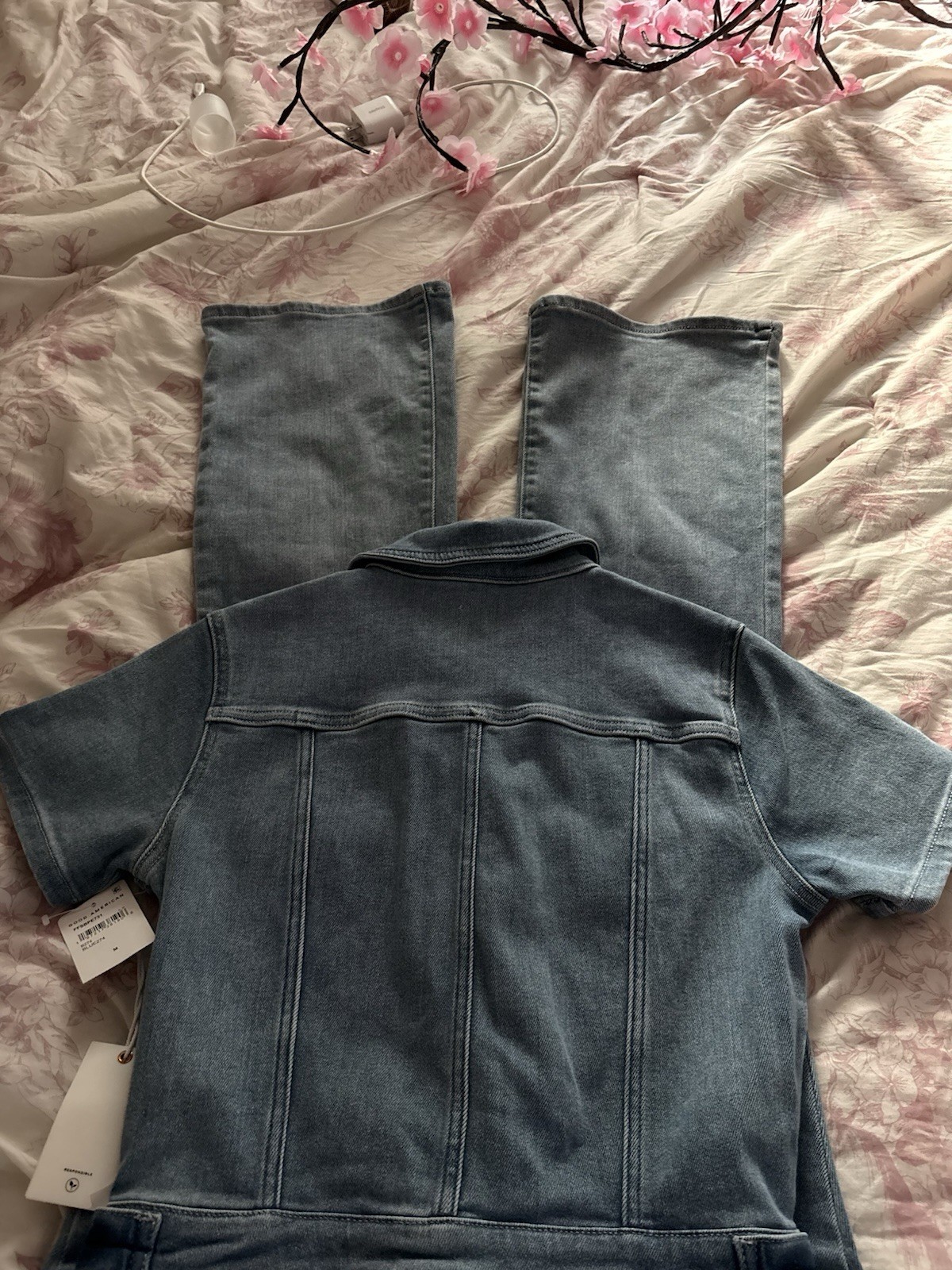 NWT Good American Fit For Success Denim Jumpsuit Size Petite M NWT
