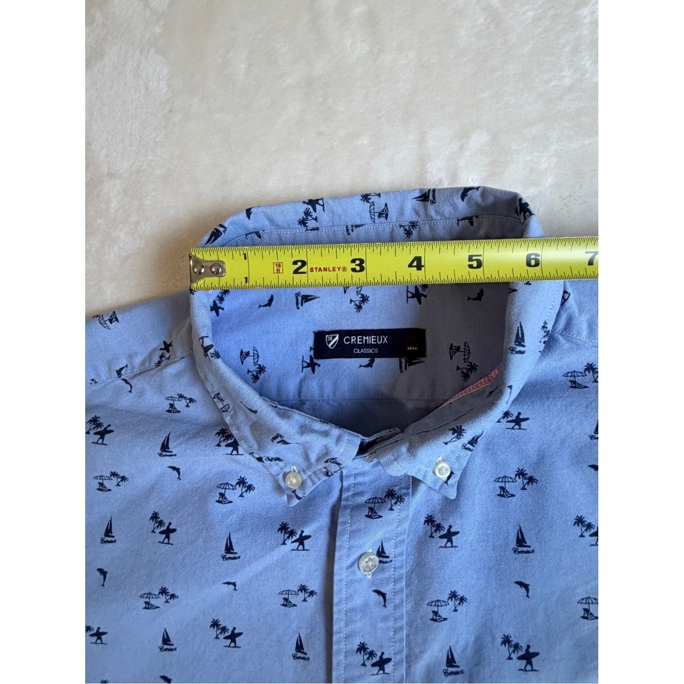 Cremieux Classics Men’s Button Down Shirt Light Blue Beach Surf Yacht Print XXL