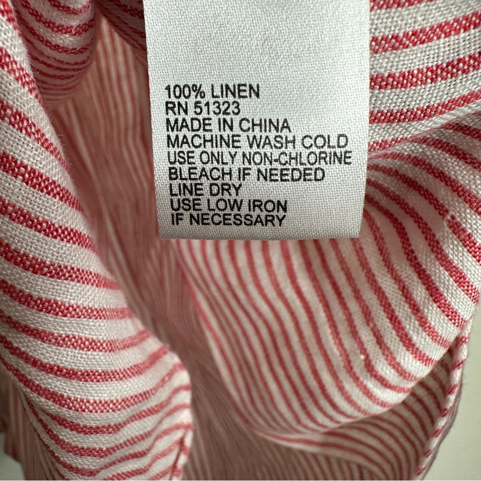 Cremieux Linen Striped Short Sleeve Blouse Small