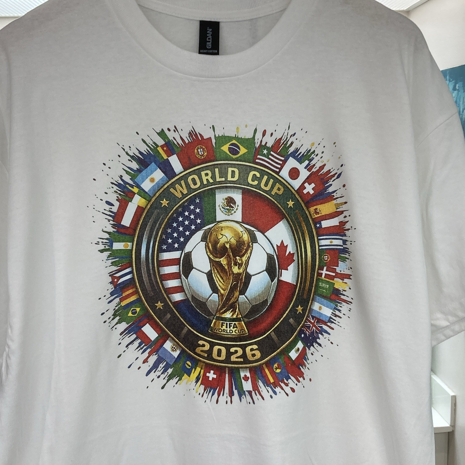 Gildan Heavy Cotton FIFA World Cup 2026 Graphic White Cotton Men’s Tee XL