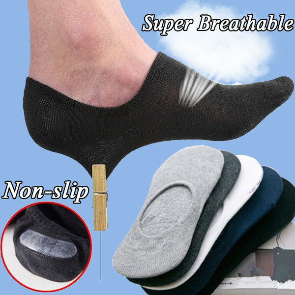 3-12 Pairs Men’s Nonslip No Show Invisible Solid Boat Cotton Low Cut Socks 9-13
