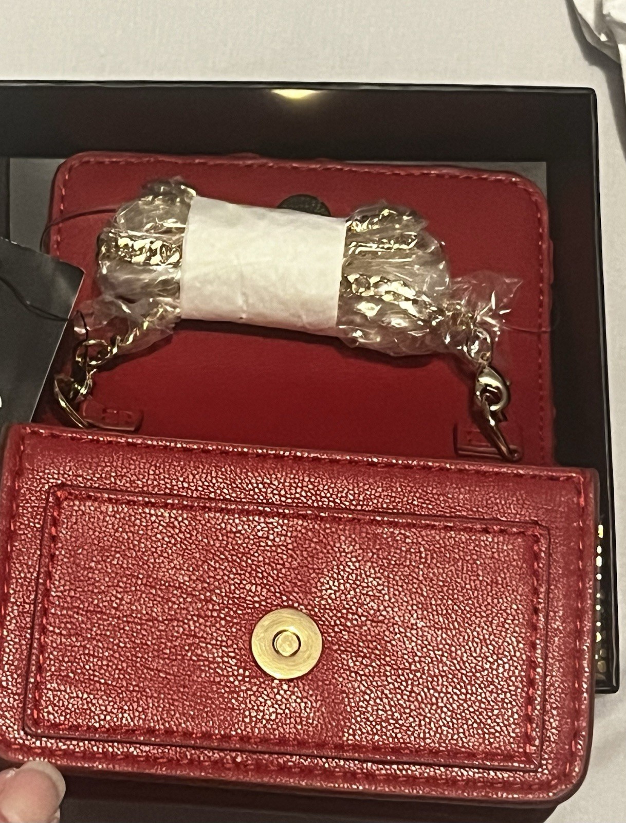 I.N.C. International Concepts Red Solid Chain Logo Women’s Chain Wallet