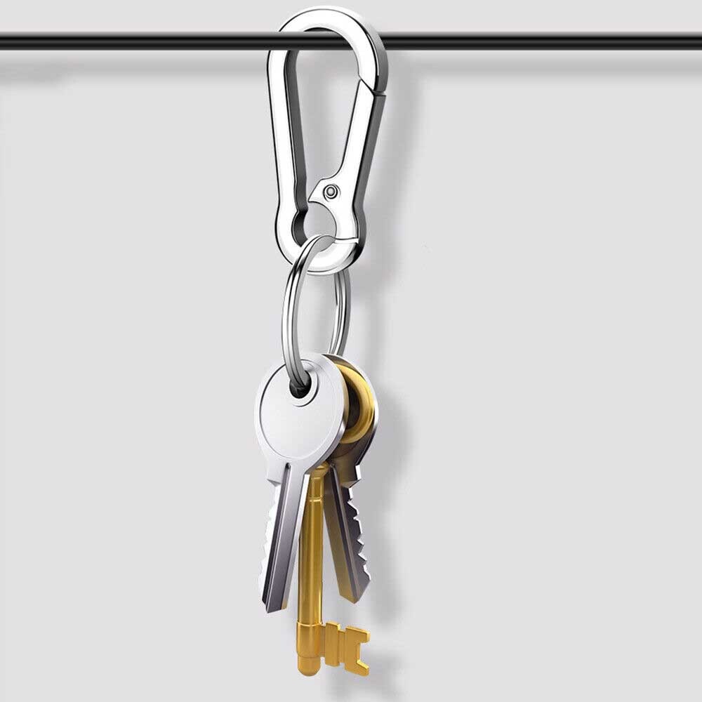 12PCS Keychain Key Ring Carabiner Clip Keyring Chain Fob Holder Silver Metal USA
