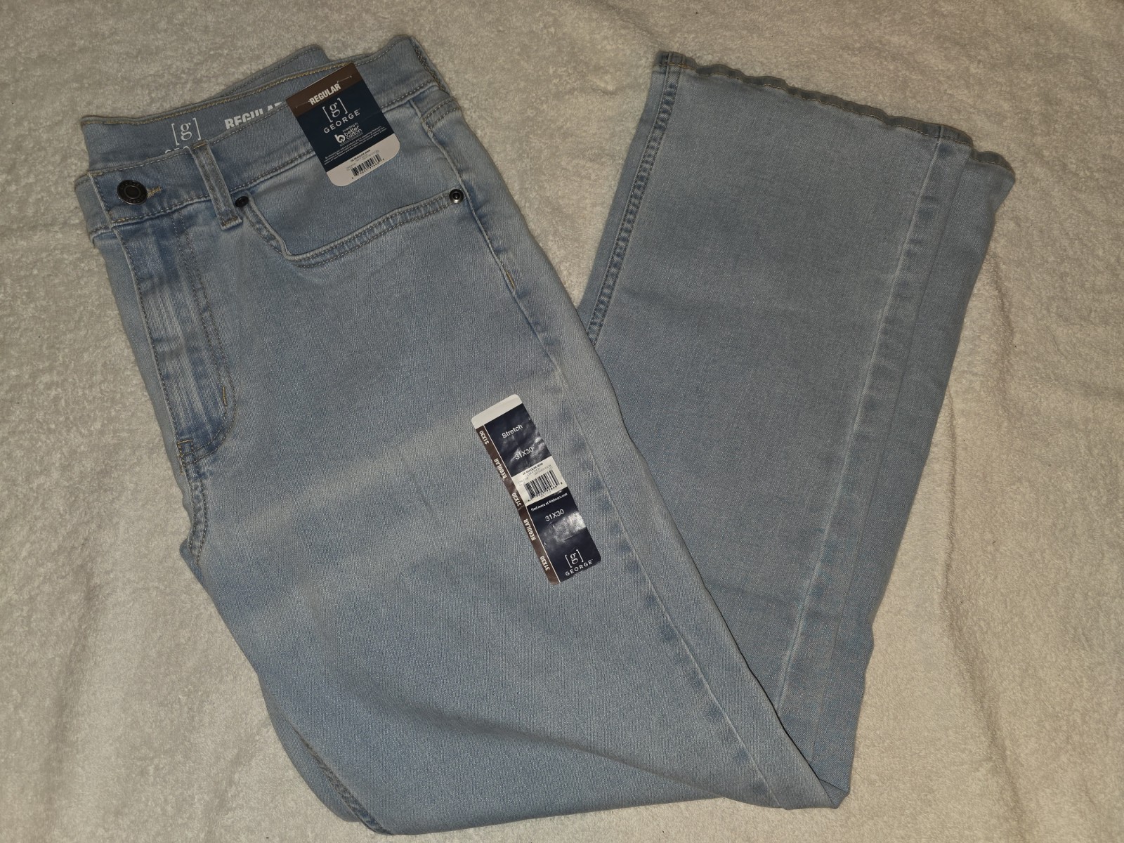 NWT George Men’s Regular Fit 31 x 30 Light Wash Stretch Cotton Jeans
