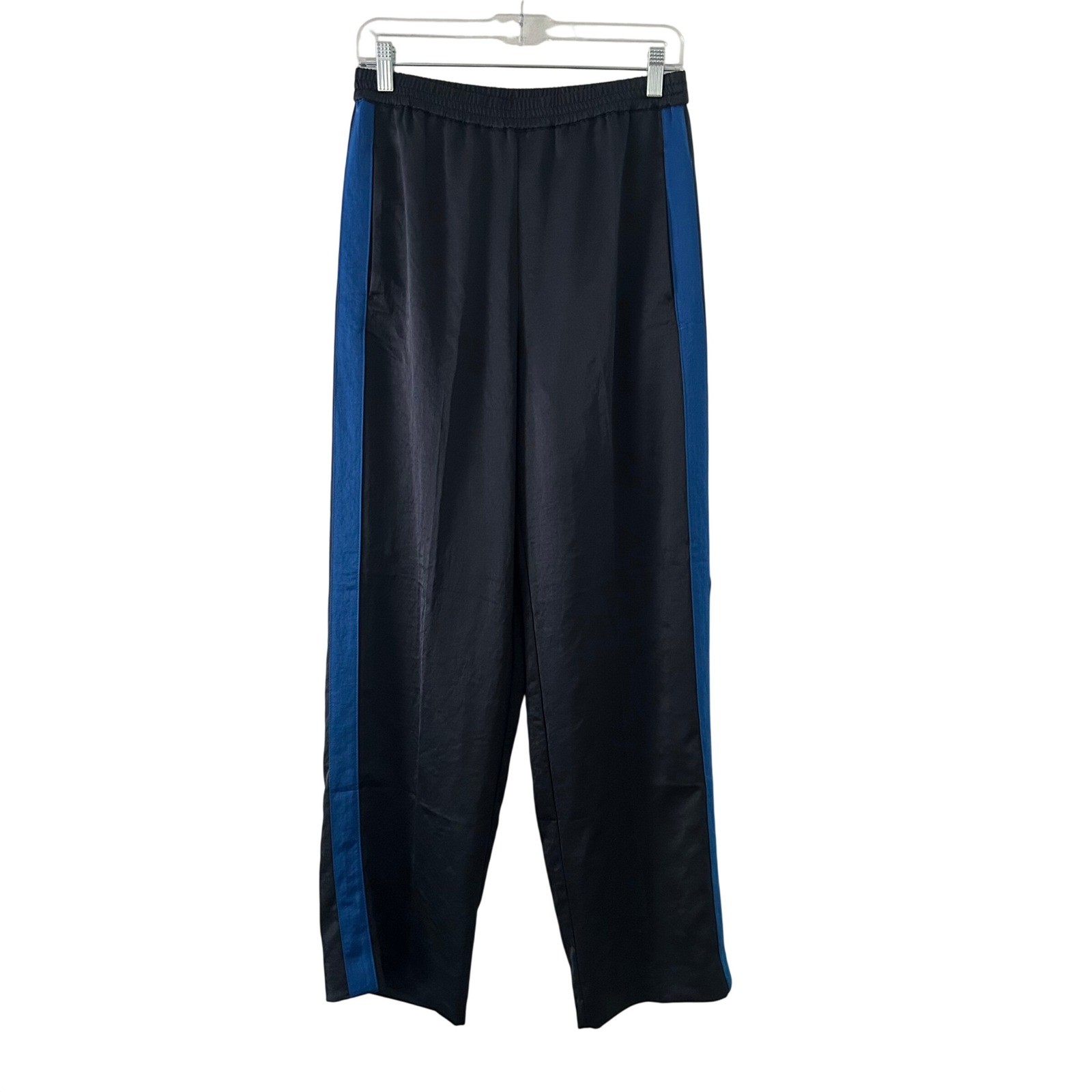 Madewell Womens Navy Blue Pull On Side Stripe Track Pant in Satin S Small New