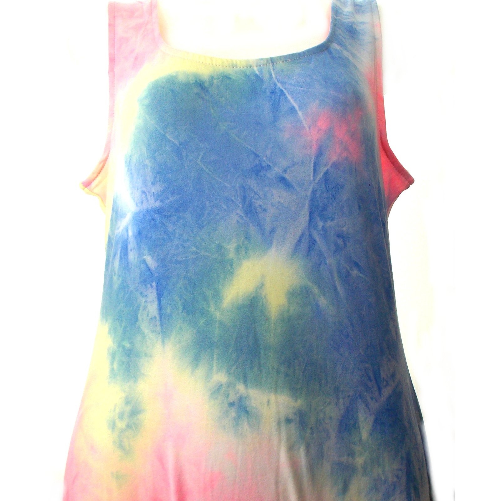India Boutique Pastel Long Dress Tie Dyed Pink Blue Yellow Green One Size Slit