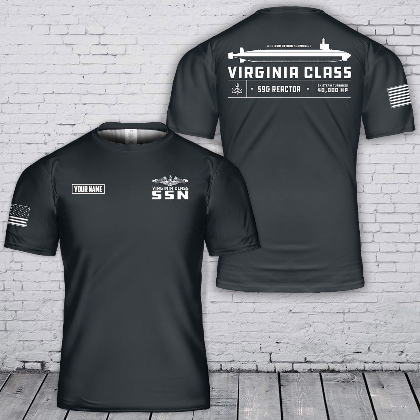 Custom Name Virginia Class Submarine (SSN) T-Shirt Gift For Dad