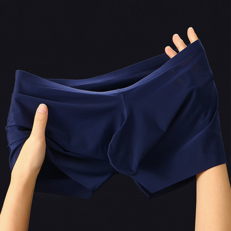 Men’s Ice Silk Seamless Boxer Briefs Pouch Underwear Shorts Trunks Underpants