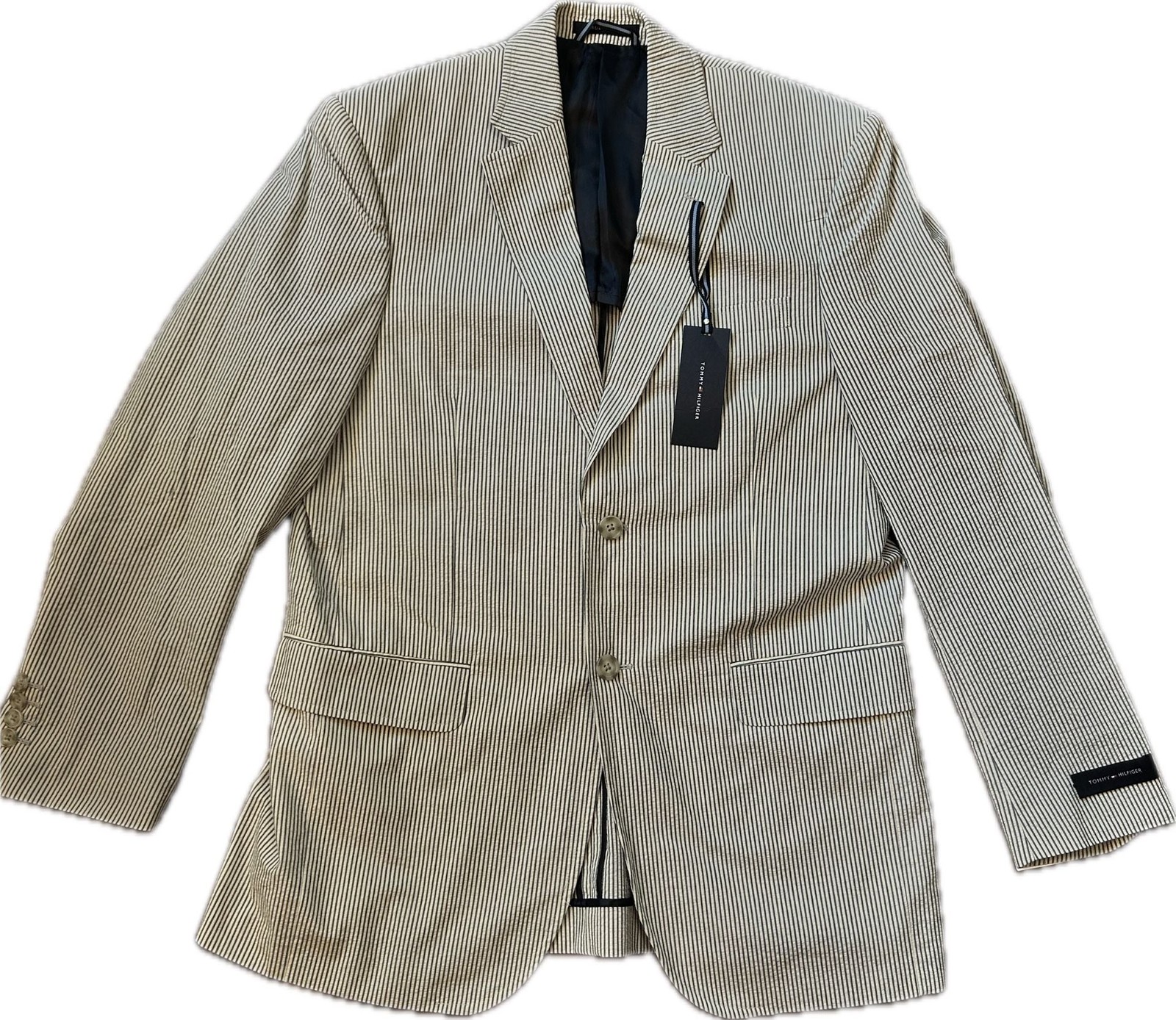 Tommy Hilfiger Men’s NWT Striped Seersucker Two-Button Sport Coat Classic Preppy