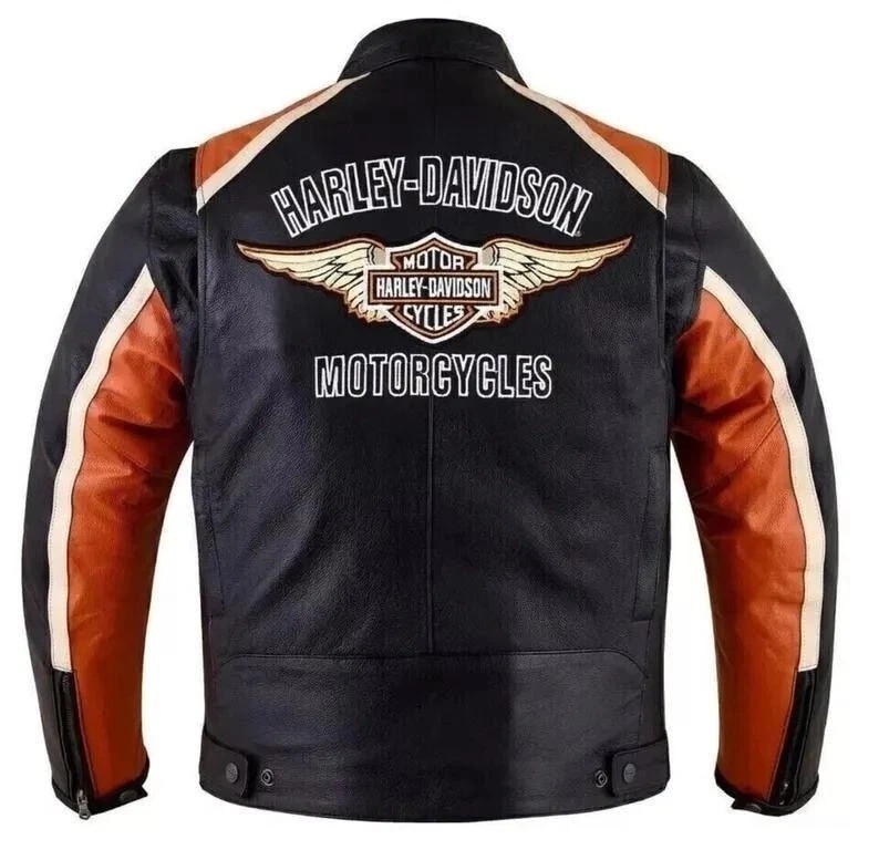 H-Davidson Jackets Men’s Classic Cruiser Motorcycle Biker Cowhide Leather Jacket