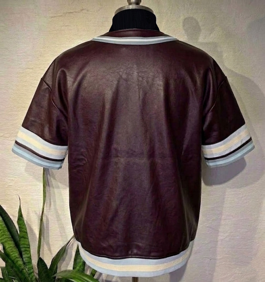 Leather Jersey Baseball Shirt To Matching Burgundy 5s Sneaker Maroon Retro Style