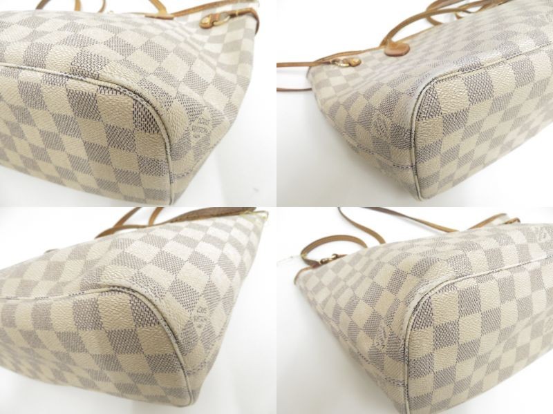 Authentic Louis Vuitton Damier Azur Neverfull PM Tote Bag Handbag F#48189