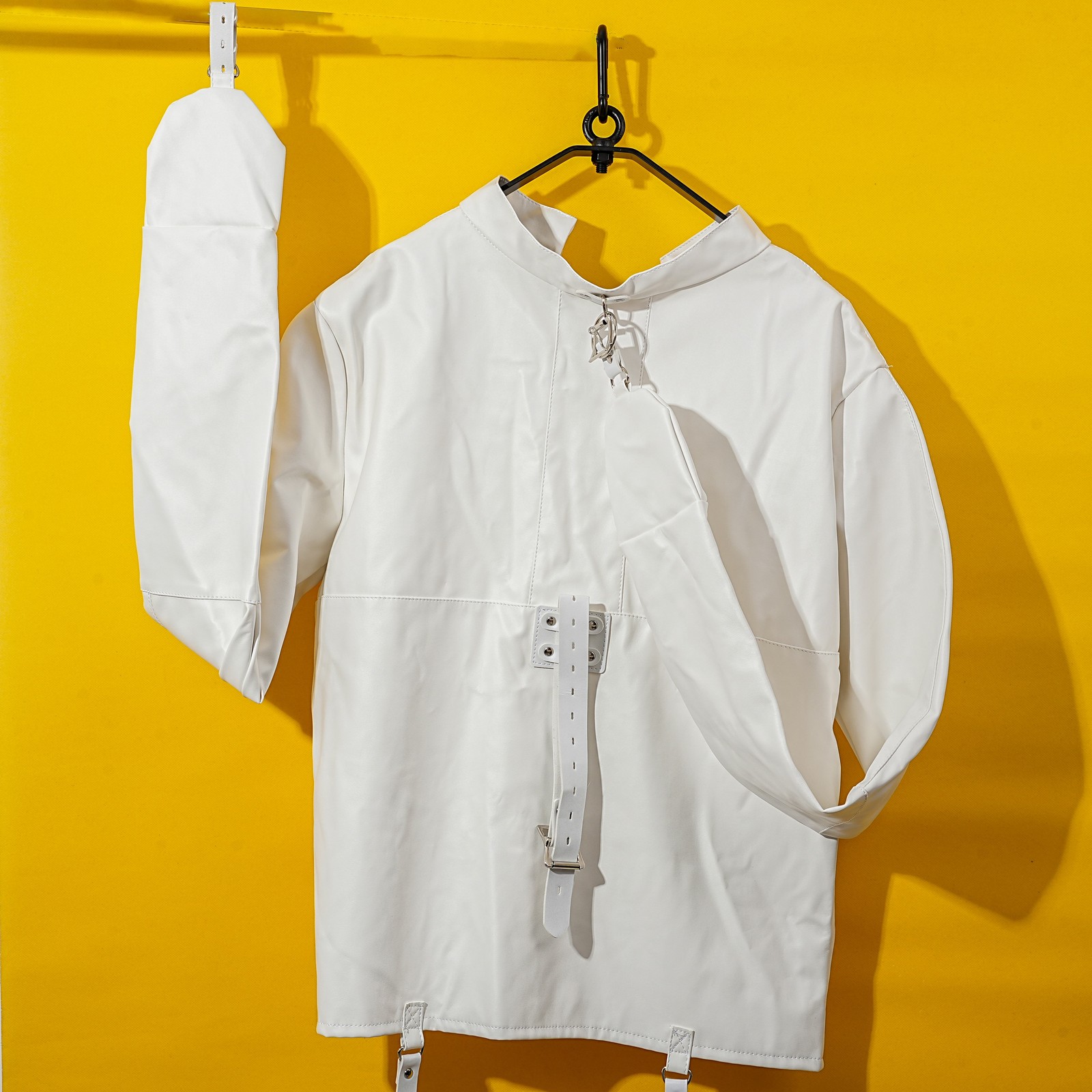 White Asylum Straight Jacket Costume S/M L/XL BODY HARNESS Restraint Armbinder