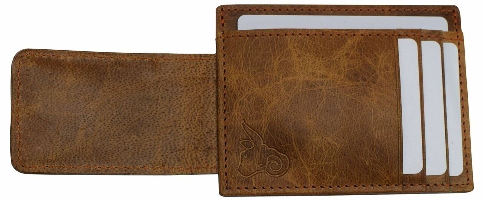 Money Clip Leather Wallet For Men Slim Front Pocket RFID Blocking with Super Str