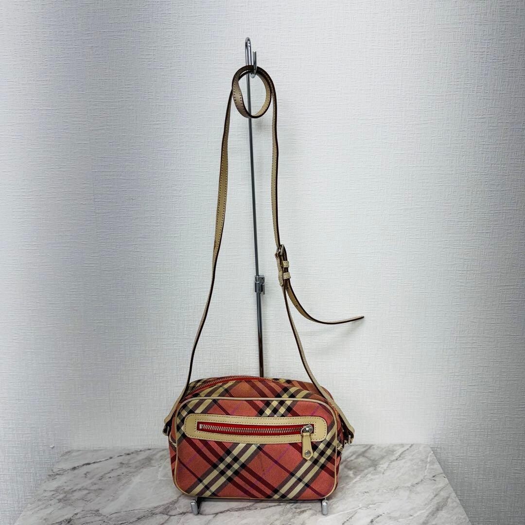 Burberry Blue Label Pink Nova Check Shoulder Bag Zip 21.5cm Japan DX485