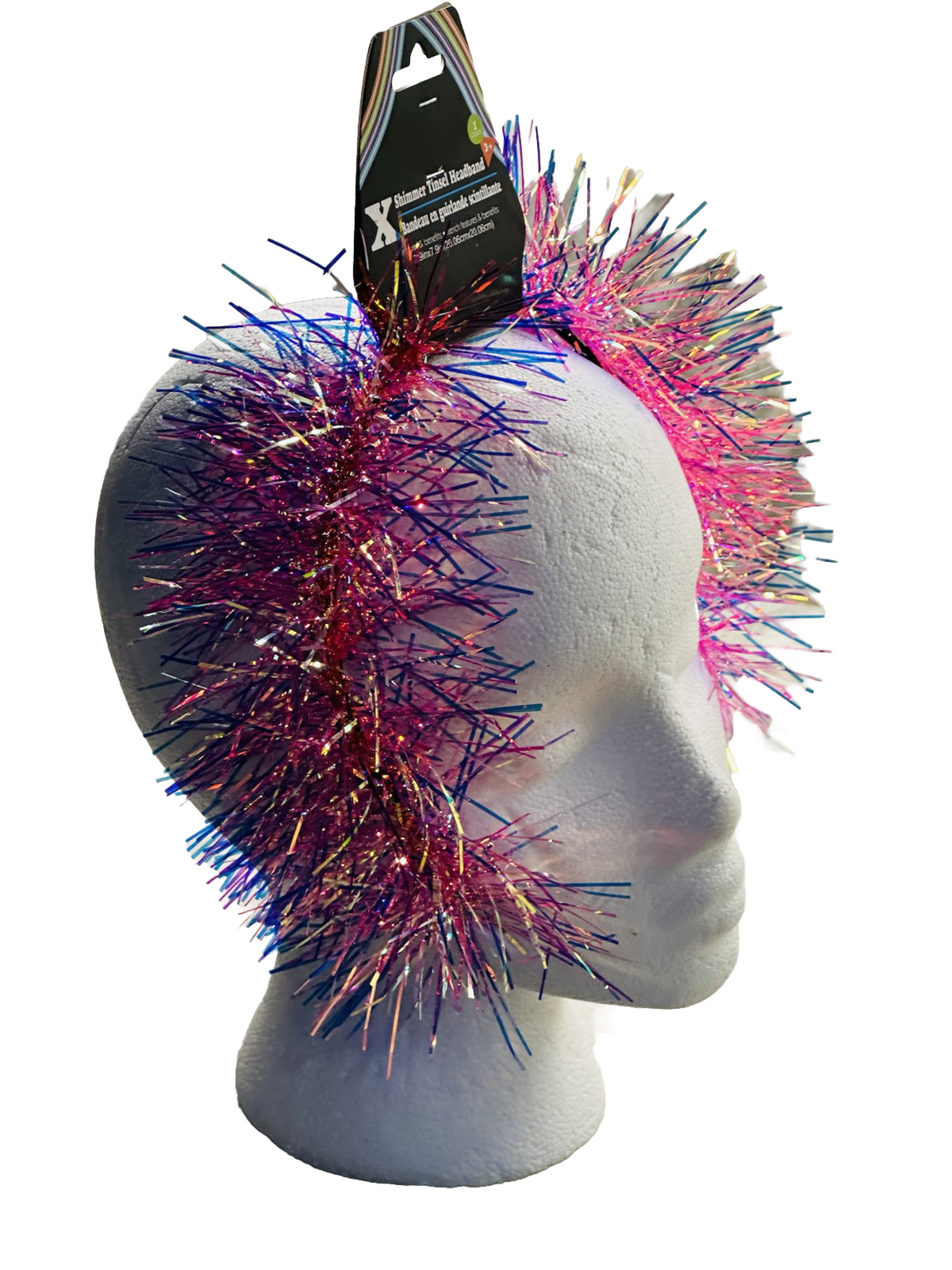X Shimmer Tinsel Headband 1 Ct 3+ 7.5 X 7.9 Inches- pink