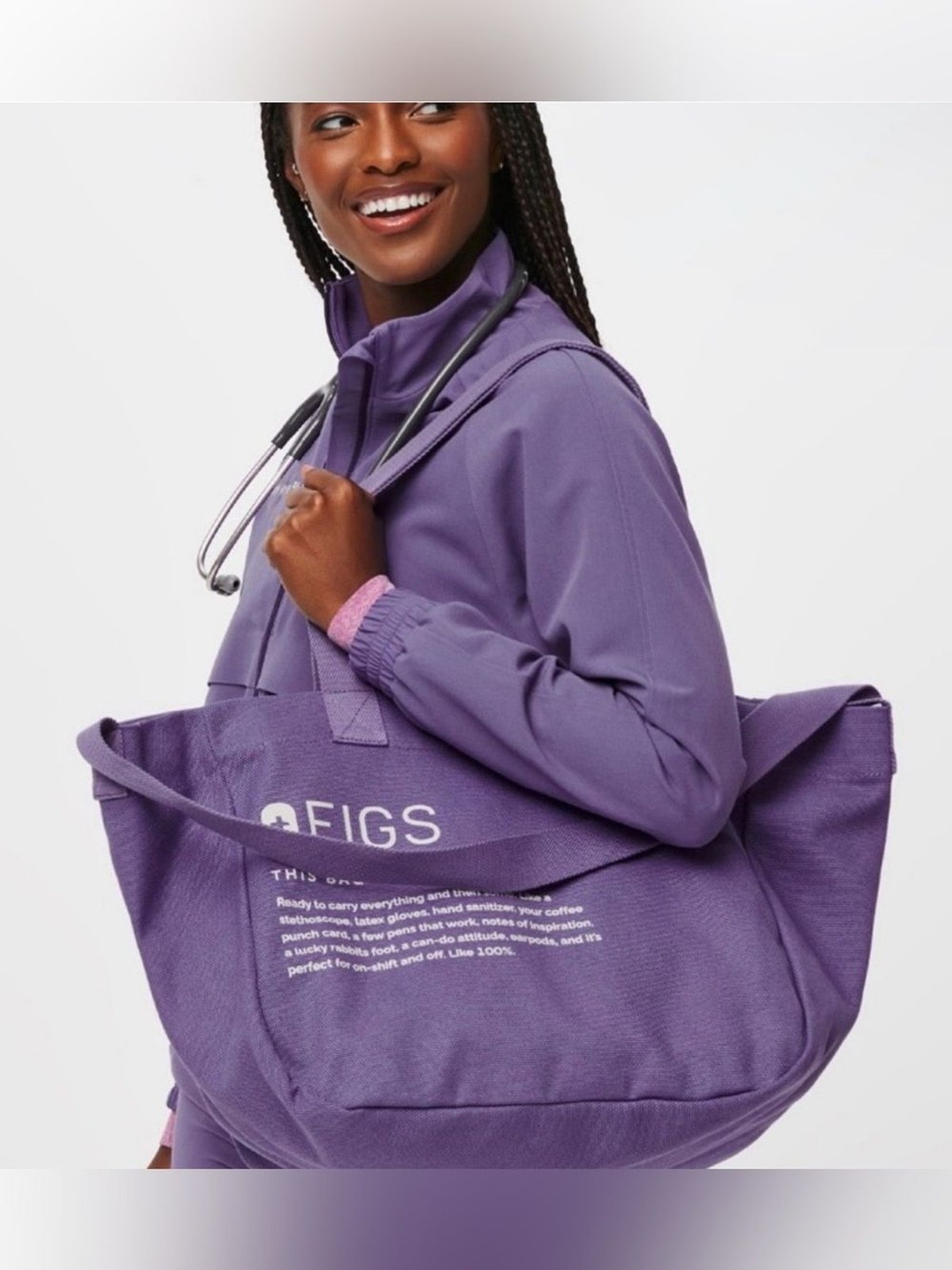 FIGS U Limited Edition Lilac Canvas Tote Bag