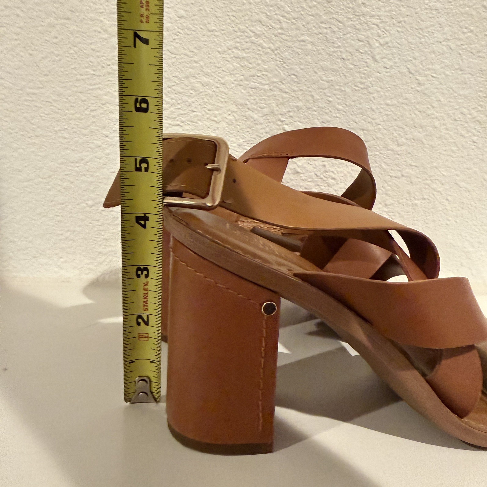 Franco Sarto Cache Womens 10M Brown Leather Block Heel Slingback Sandals Strappy