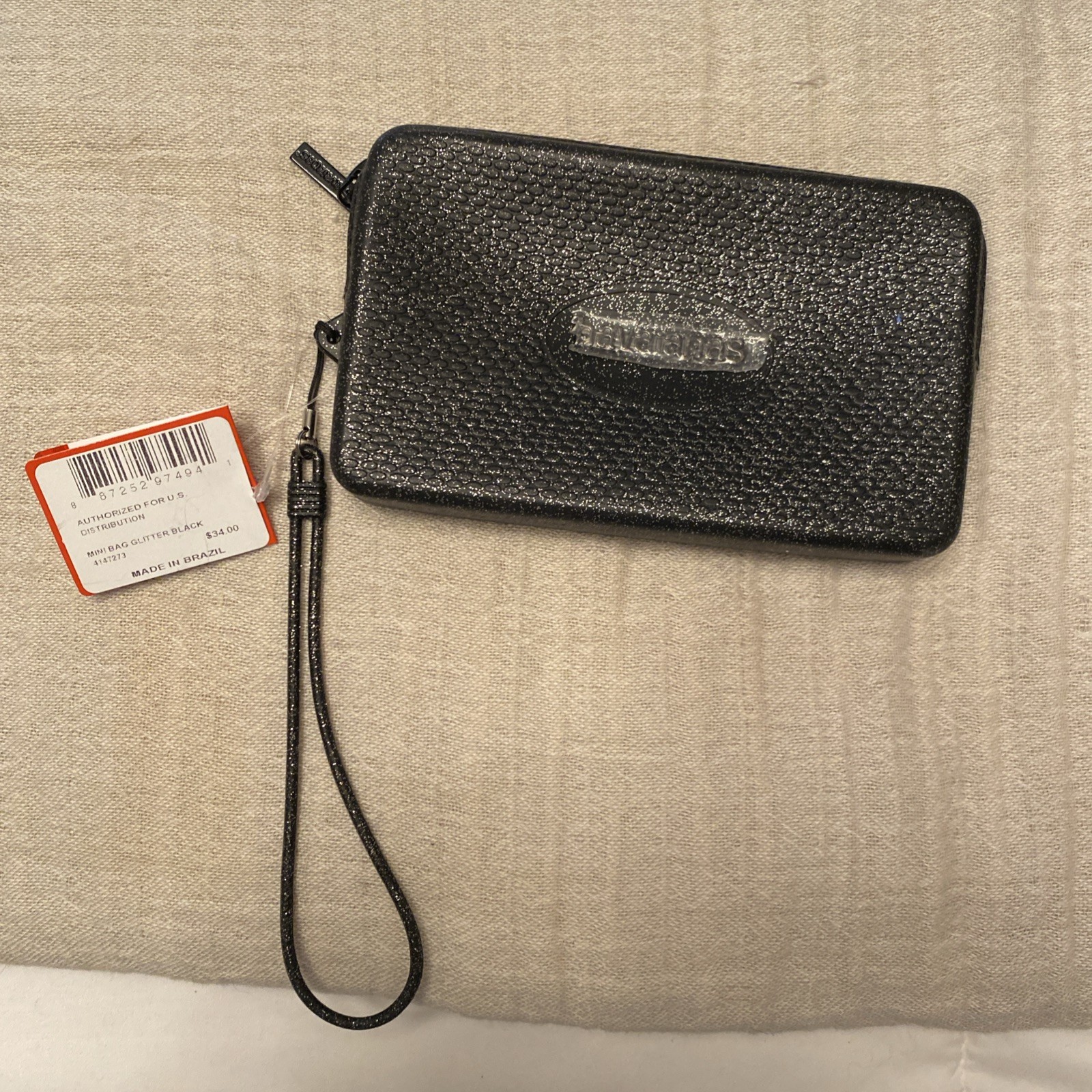 Havaianas Mini Bag Waterproof Zipper Silicone Rubber Clutch Wristlet Black