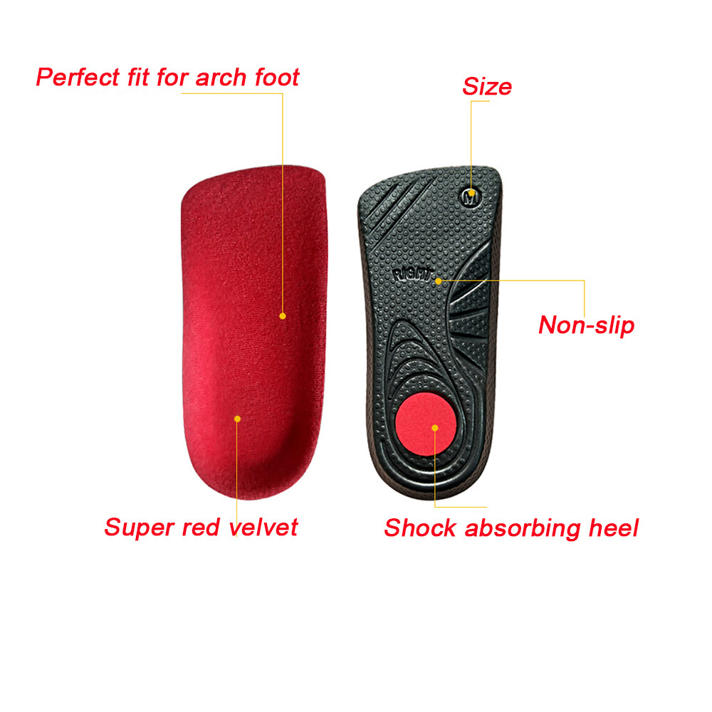 3/4 Orthotic Shoe Insoles Inserts Flat Feet High Arch Support Plantar Fasciitis
