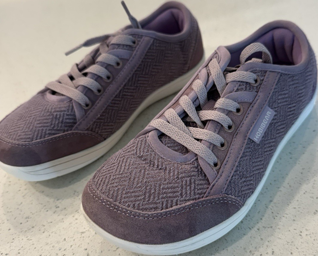HOBIBEAR Women’s Low Top Lace-Up Athletic Sneakers Fabric Herringbone Purple