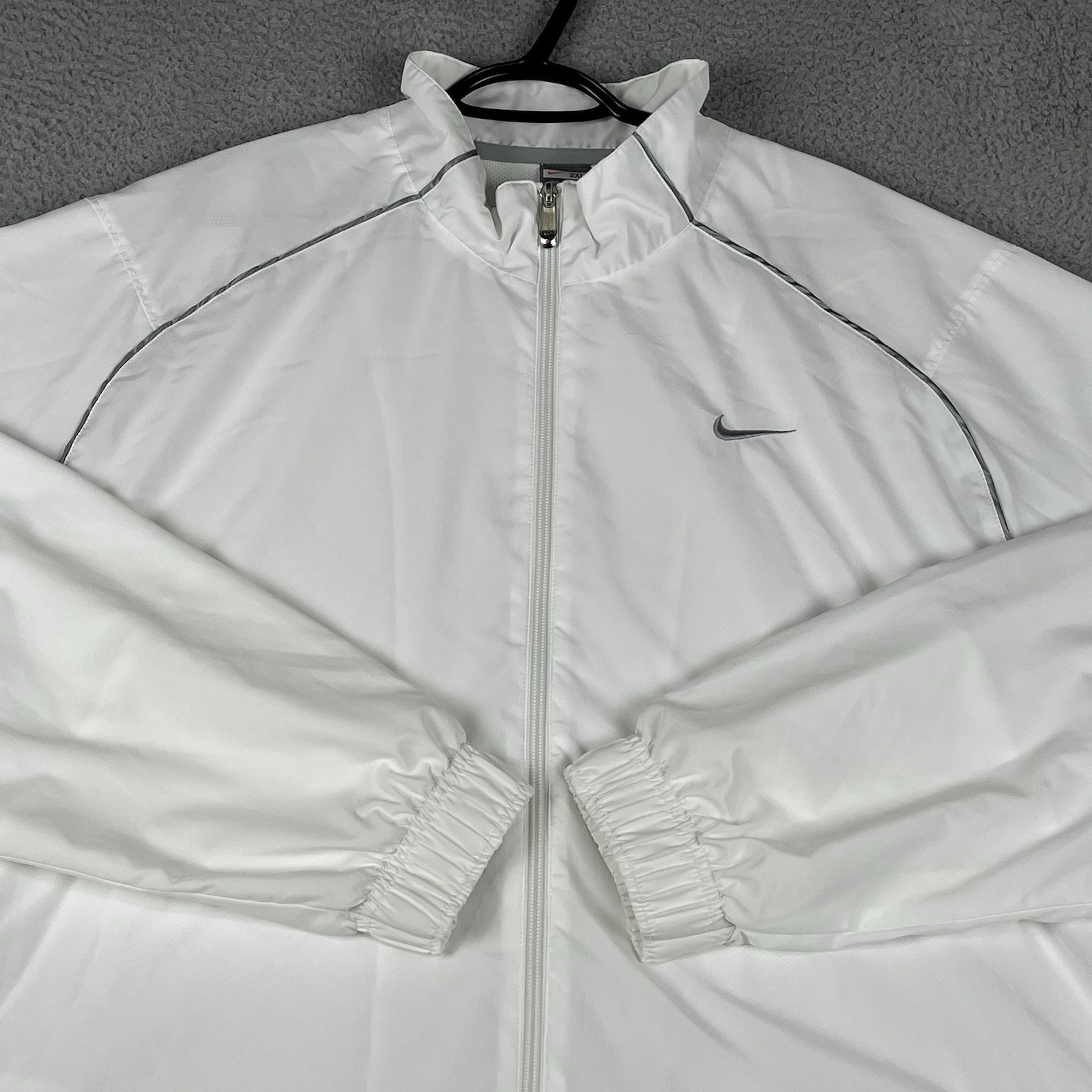 VTG Nike Jacket Mens 3XL White Track Windbreaker Full Zip Y2K Lined Lightweight
