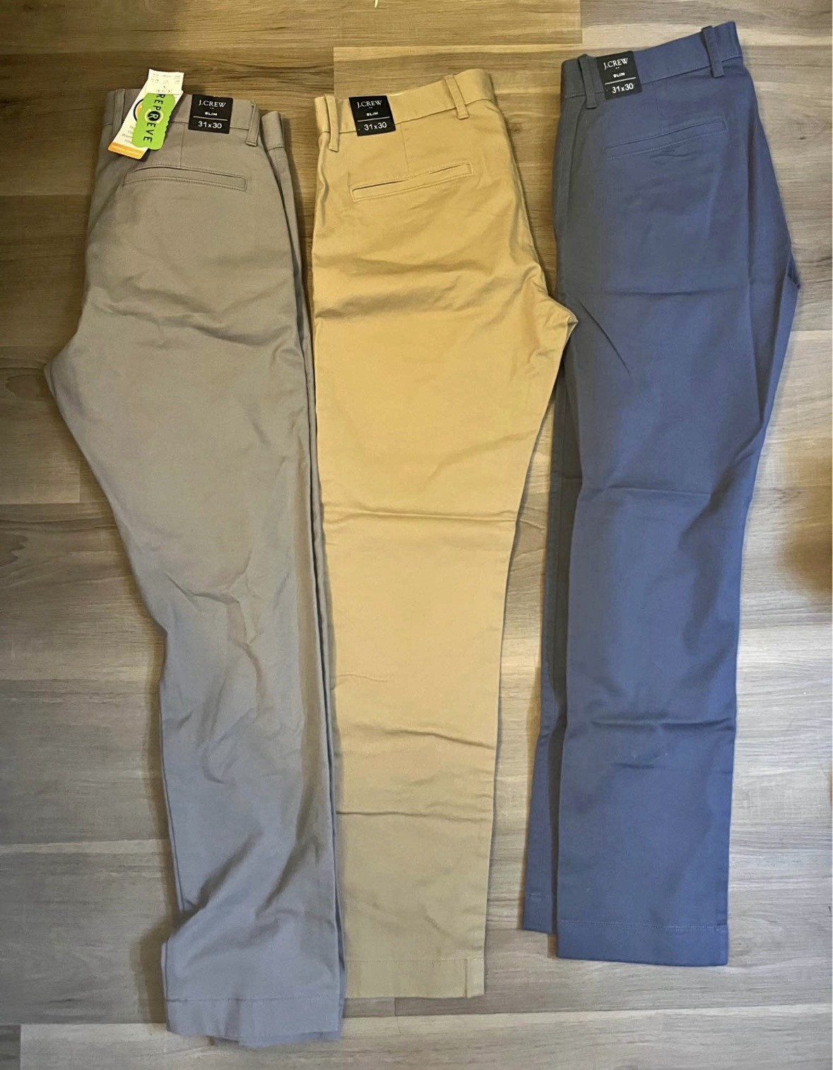 J.CREW Men’s Solid Chino Pants Lot of 3 Gray Beige Blue Waist 31 Regular
