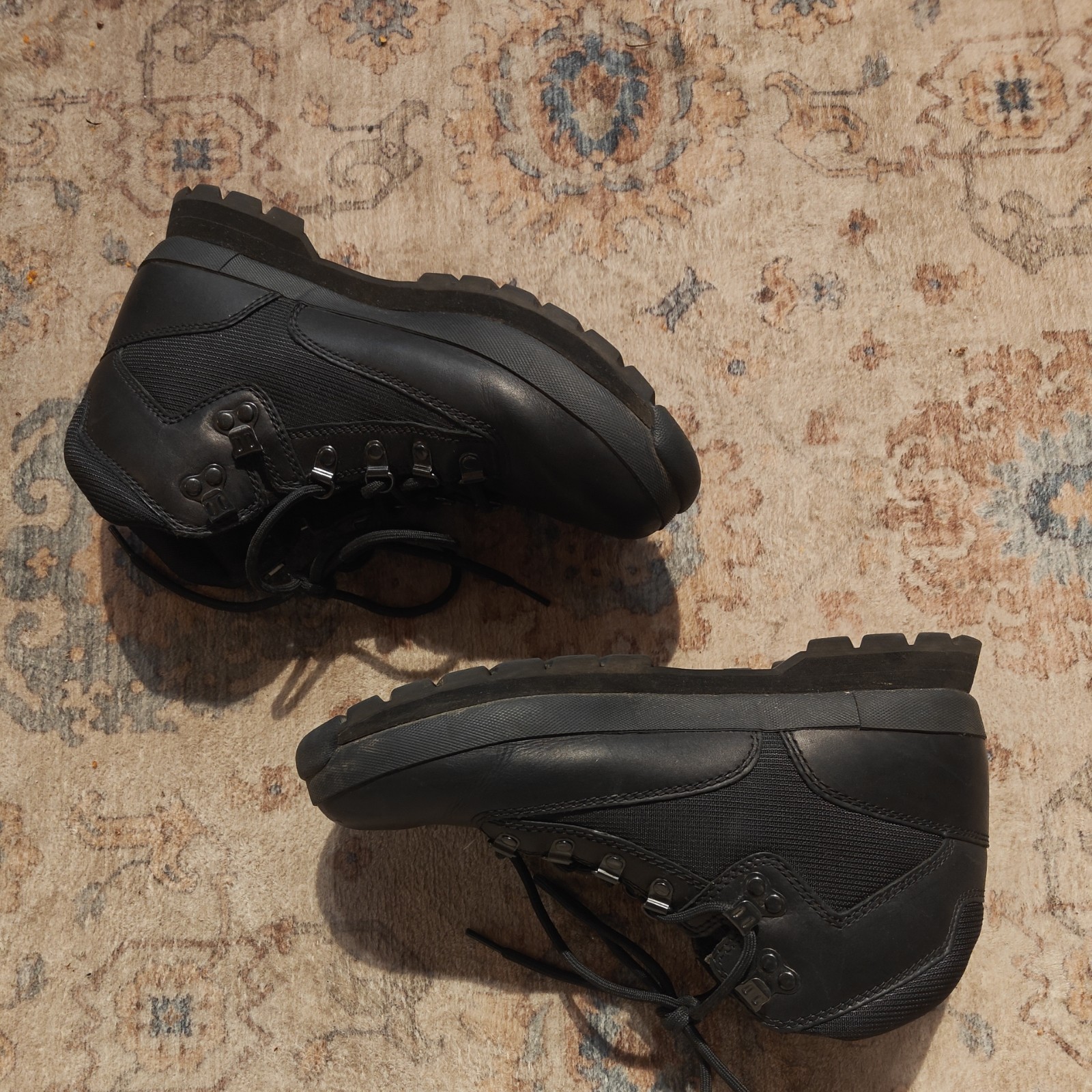 Timberland Euro Hiker Boots Black Leather Men 9.5 Style 56038