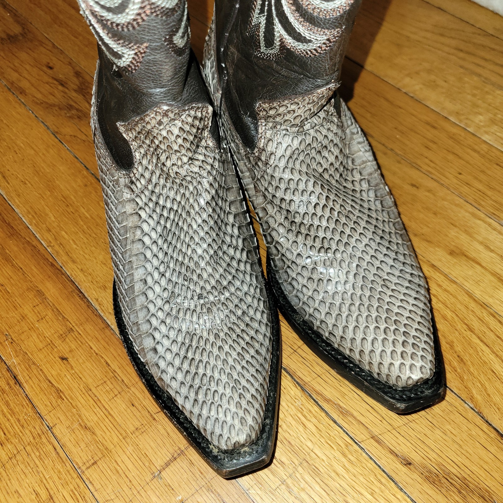 King Exotic NATURAL Genuine Cobra SnakeWestern Boot Pointed US M6 W7.5 Cowboy