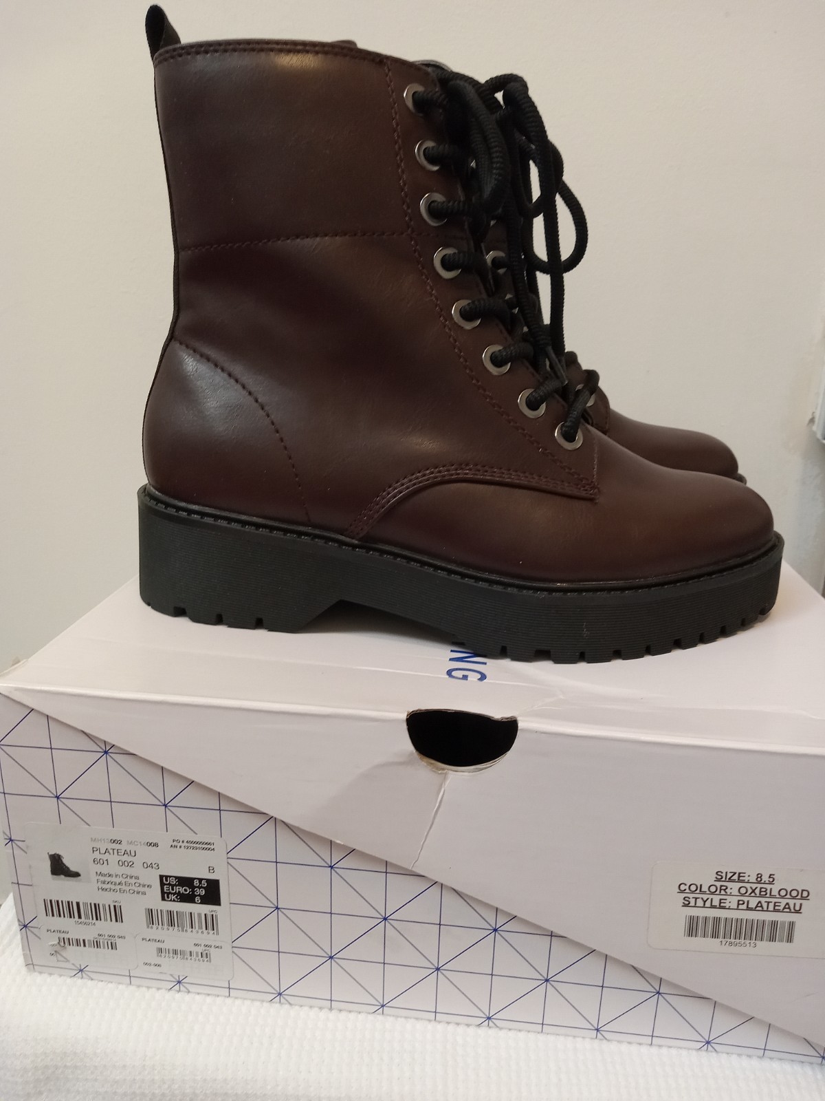 Call It Spring – Plateau Lace Up Combat Boot OXBLOOD / 8.5/ 100% Vegan leather
