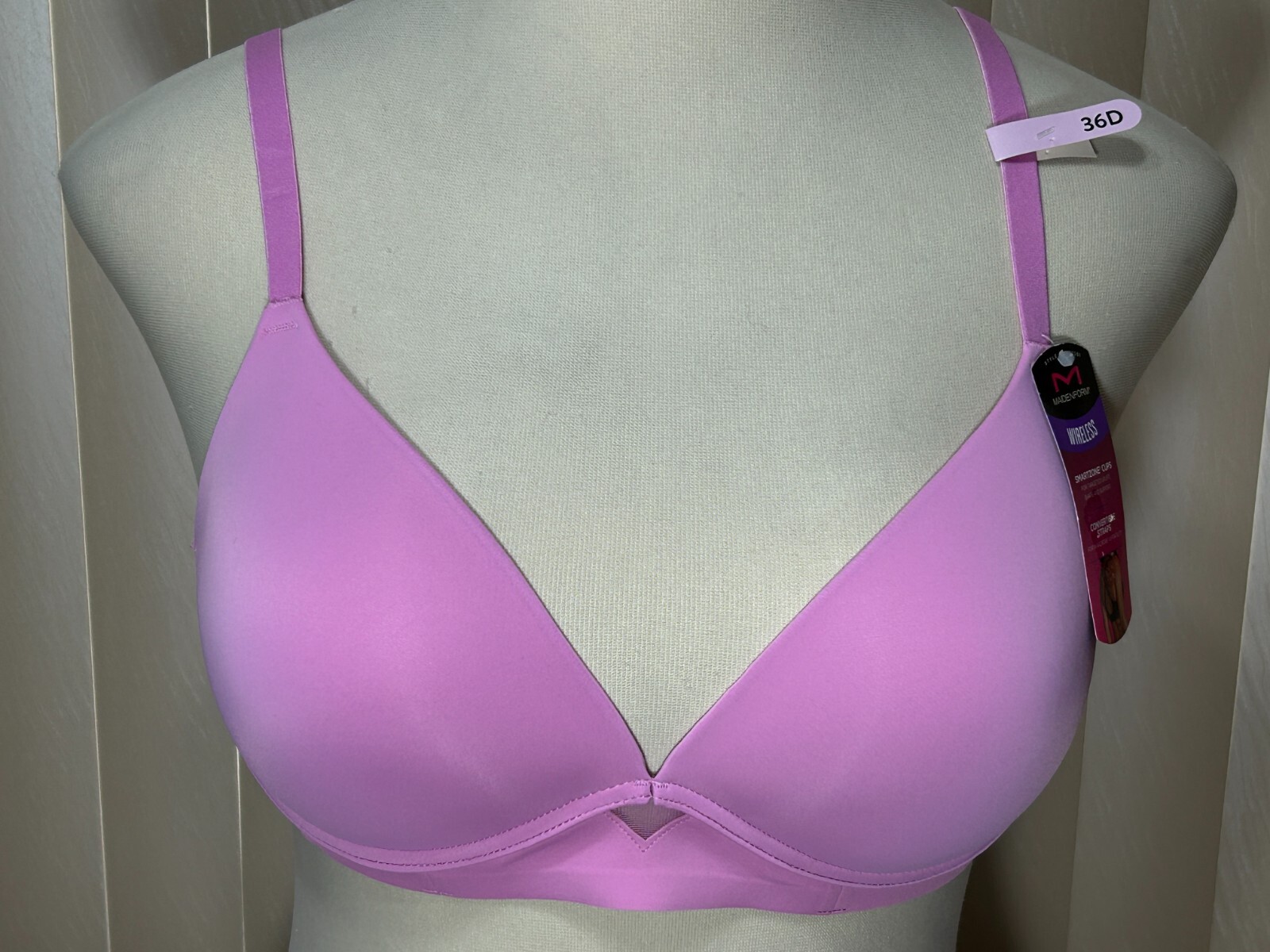 Maidenform Wireless T Shirt Bra 36D Convertible Demi V Plunge Pink DM2301