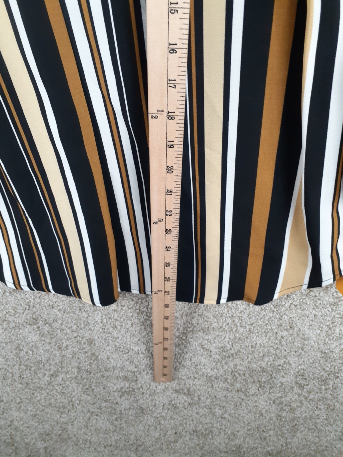 Ruby Rd Popover Collard Blouse Womens M Brown Black Stripe Roll Tab Sleeve NWT