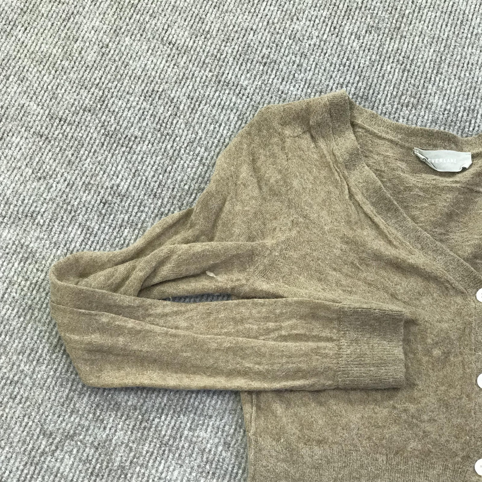 Everlane Sweater Cardigan Womens Small Brown Alpaca Wool V Neck Button Cropped