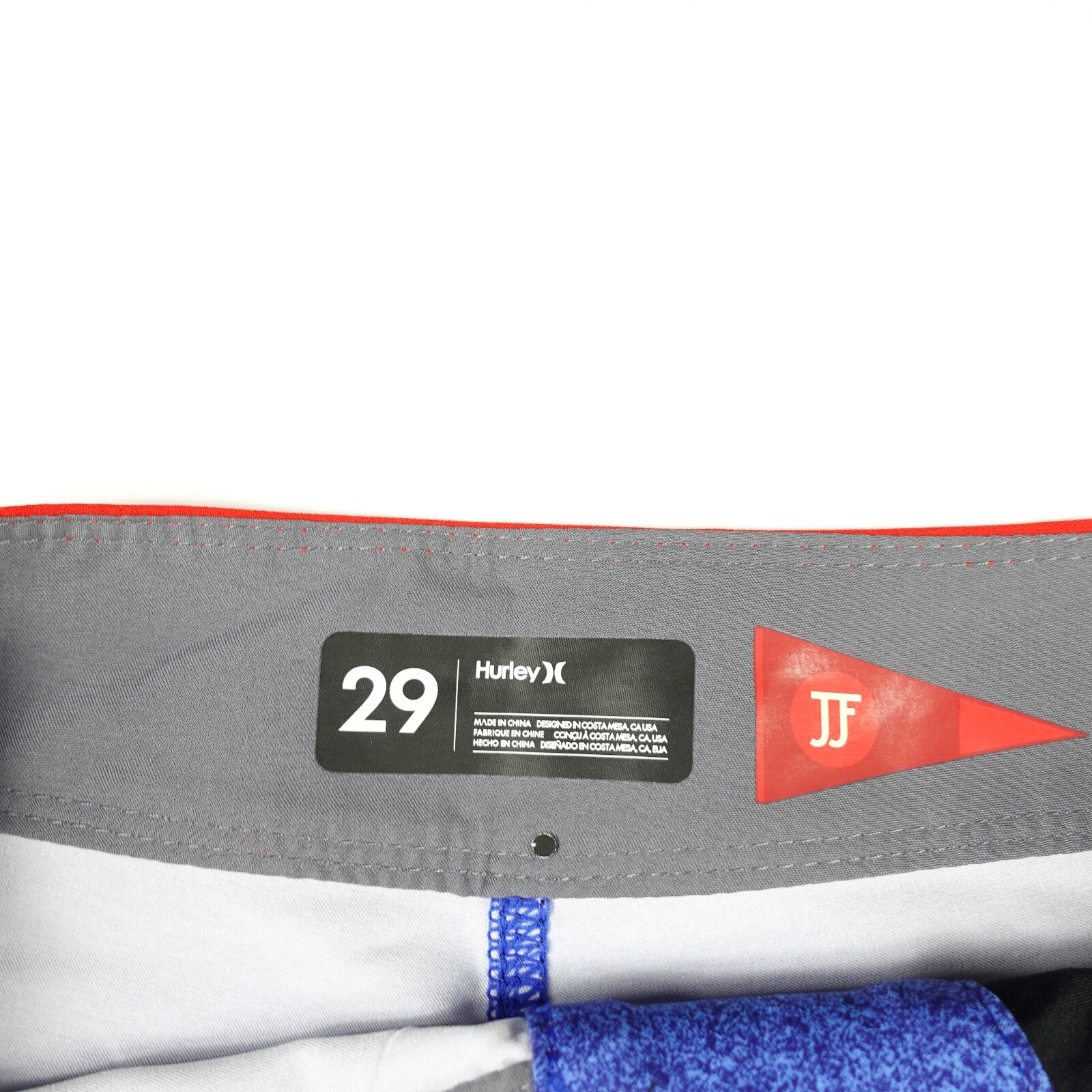 Hurley Boardshorts Blue Red Mens Size 29 JJ Drawstring Back Pocket New