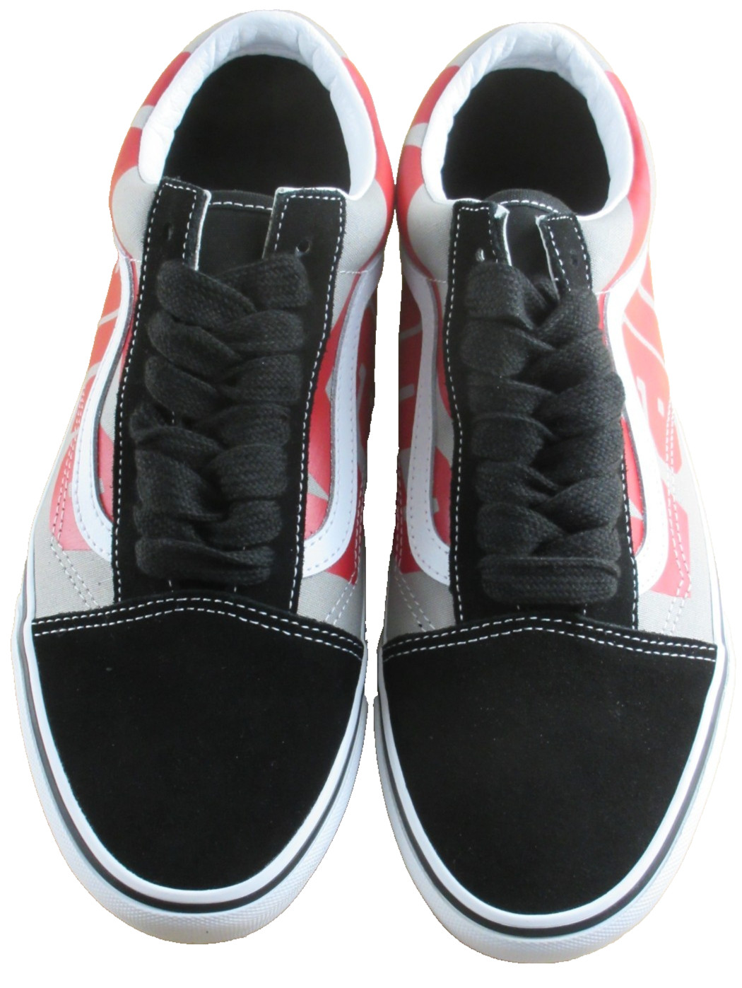 Vans Mens Old Skool Jumbo VANS Logo Black White Red Canvas Suede shoes Size 11.5