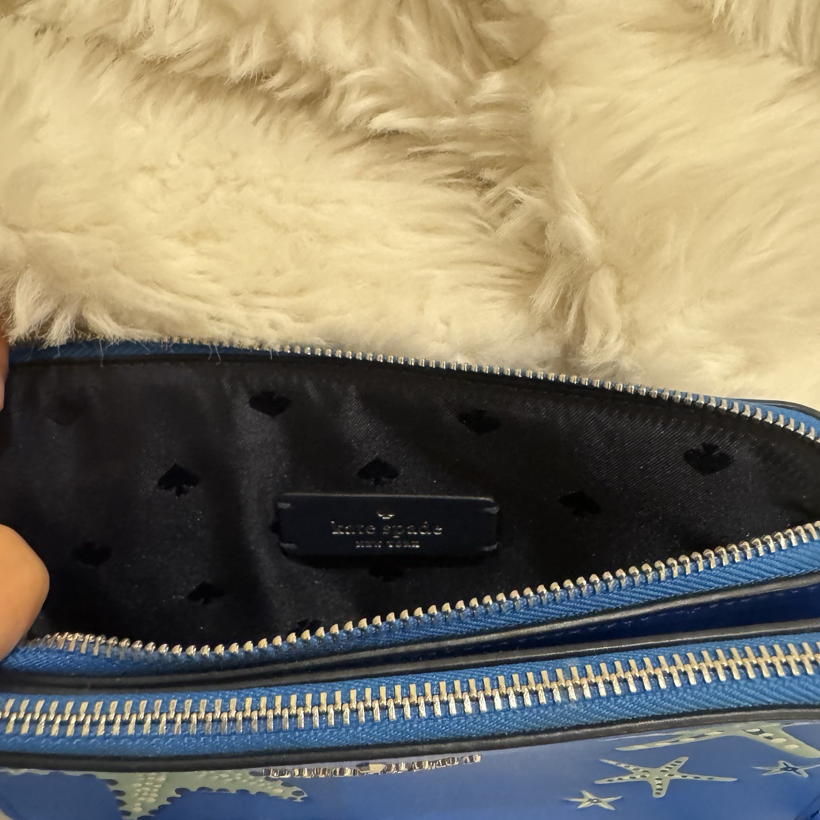 kate spade new york Blue Starfish Applique Small Crossbody Zip Detachable Strap