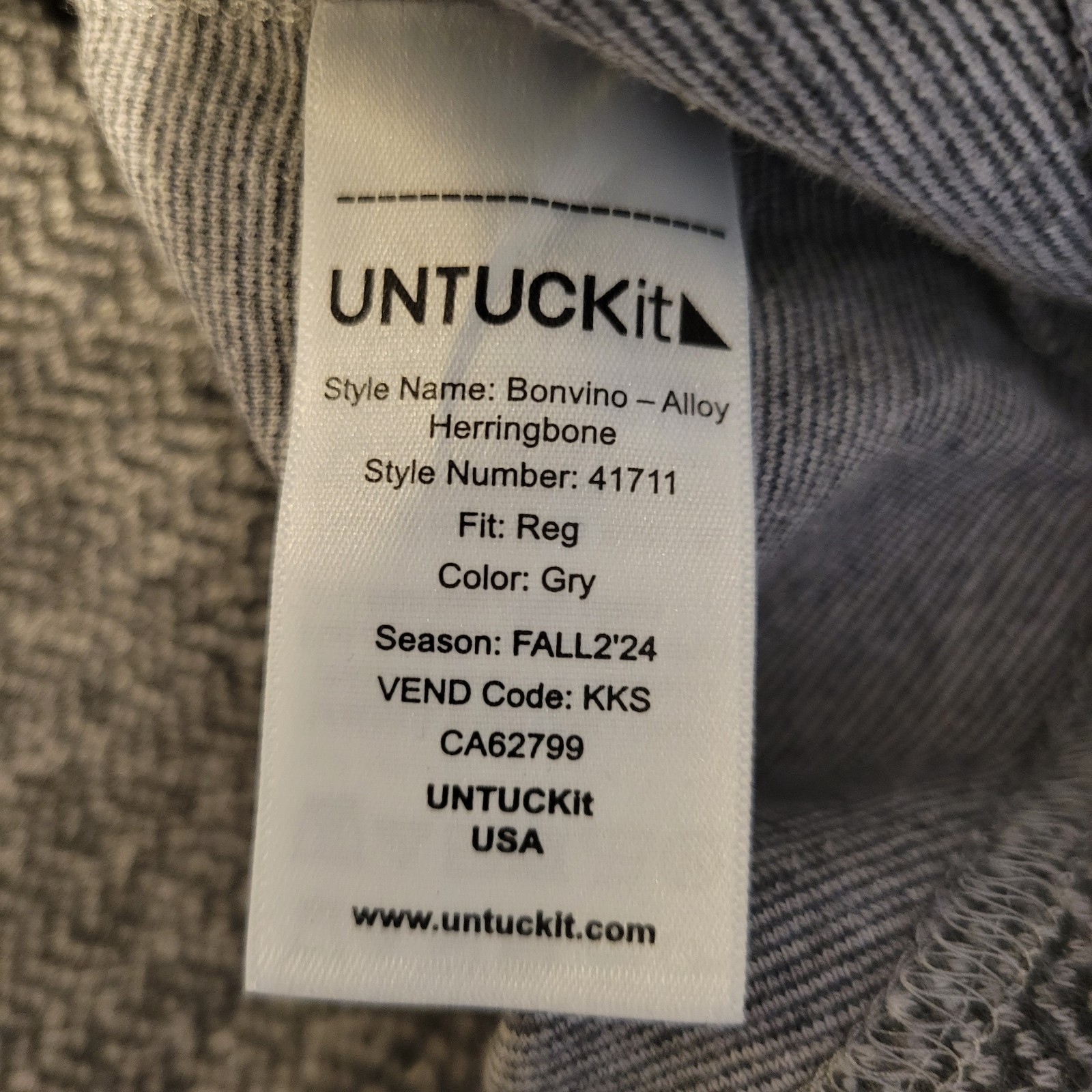 Untuckit Bonvino Alloy Herringbone Sweater Flannel Shirt Men Size XL Gray