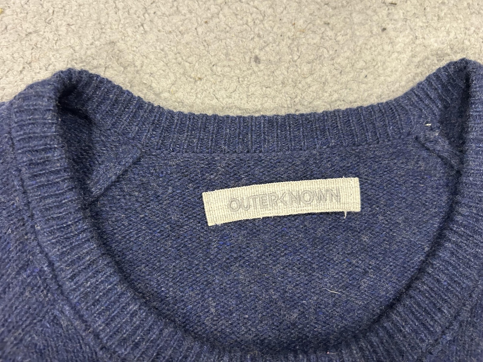 Outerknown Sweater Mens Large Blue Recycled Cashmere Merino Crewneck Soft Knit